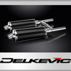 Kawasaki W650 W800 1999-2021 Echappement KIT-Silencieux 350mm Ovale Carbone